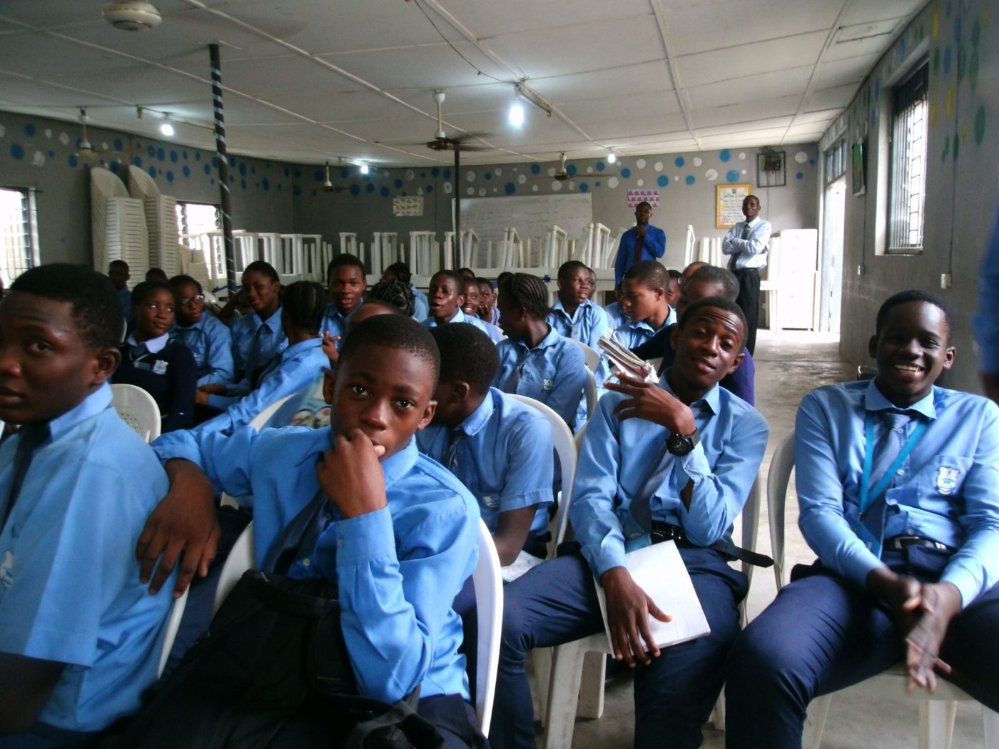 Students at an interactive awareness session, 2016 — sessions were built around questions from the room rather than a lecture.